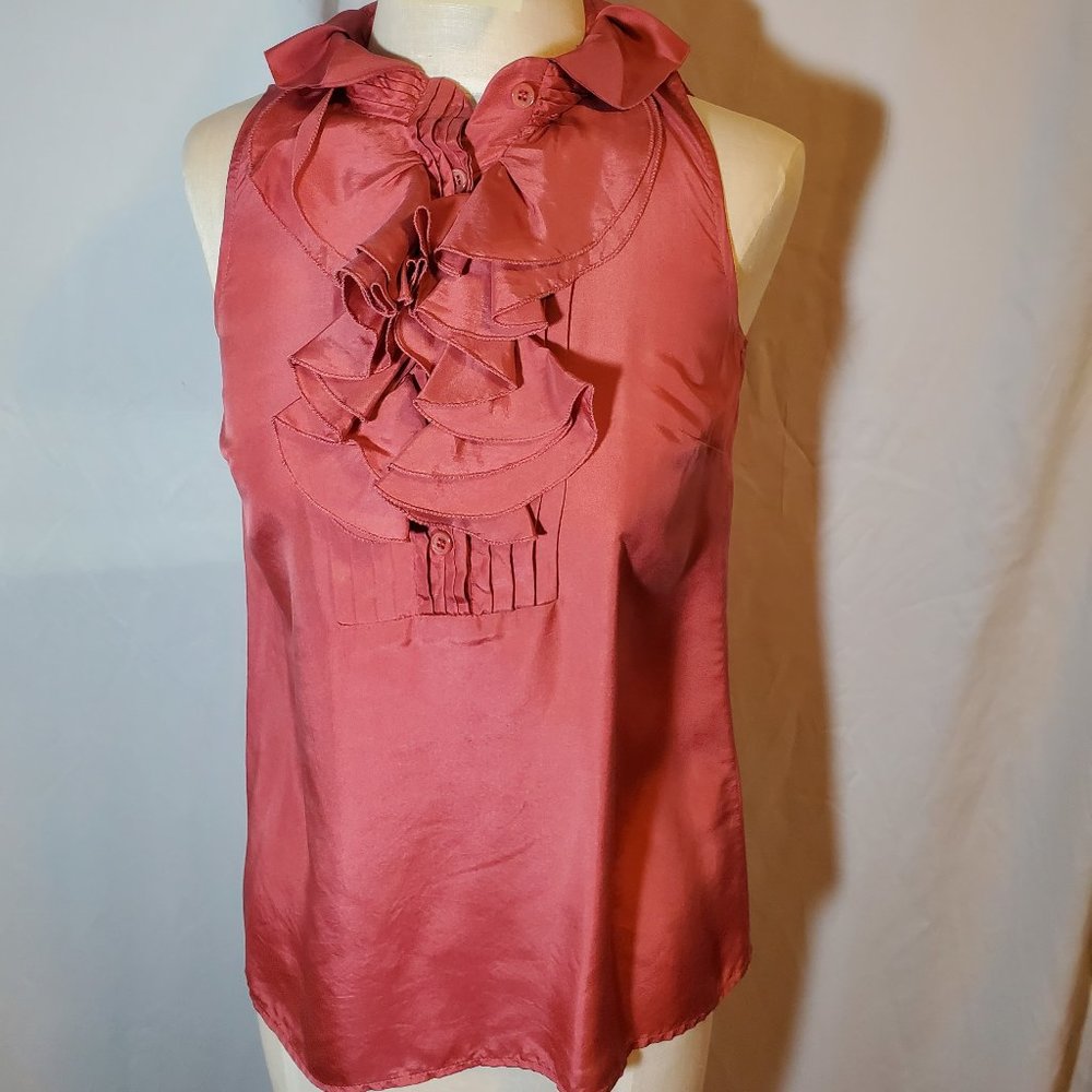 J. Crew 100% Silk Ruffled Sleeveless Blouse